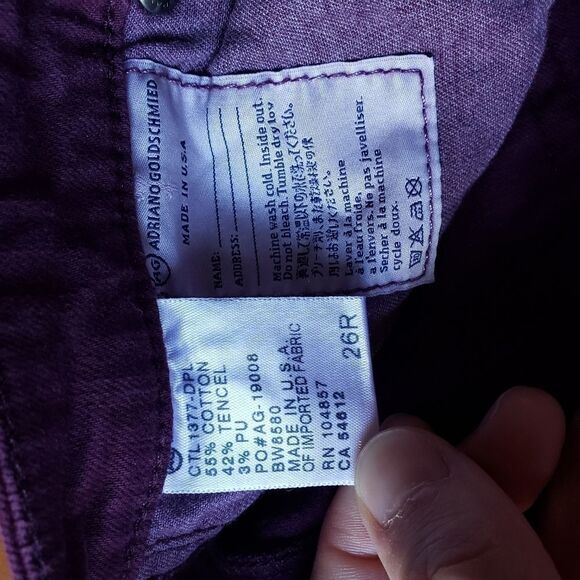 AG Adriano Goldschmied The Stevie Ankle Slim Straight Leg Purple Size 26R - Picture 6 of 15